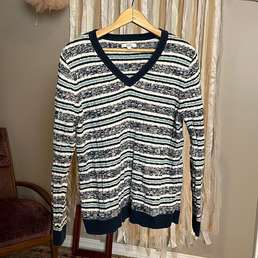 Blue Patterned Knit Long Sleeve - Croft and Barrow - Size XL